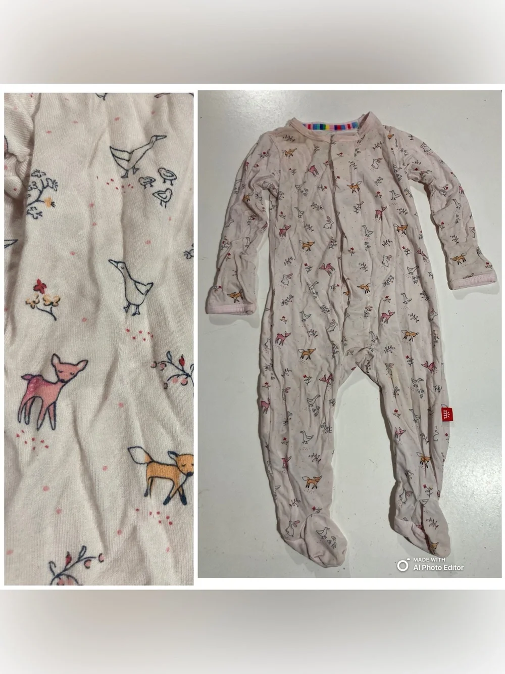 Magnetic Me Infant Woodsy Tale Footie Pajama W/Foldover Hand 3-6 Mos. 12-16 lbs.